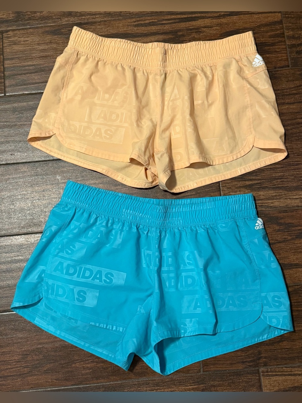 2 pair of adidas Peach and Teal Women's Running Shorts Pair
